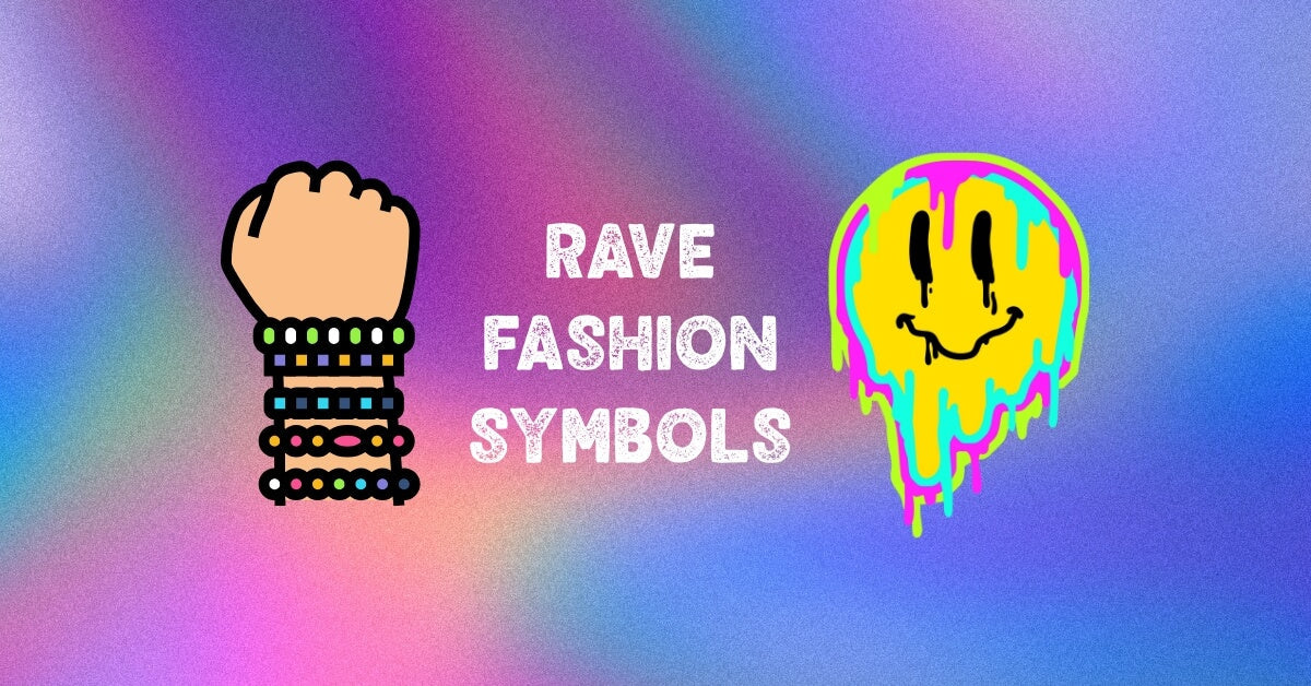 Rave Fashion Symbols on colorful background