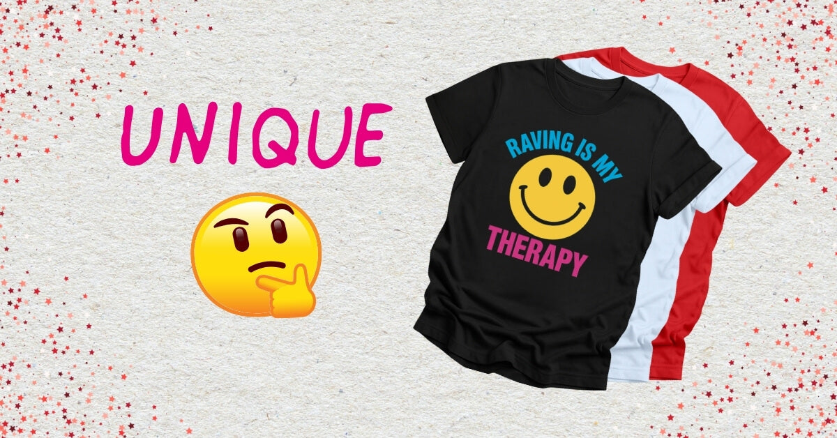 Unique Rave T-Shirts with thinking emoji