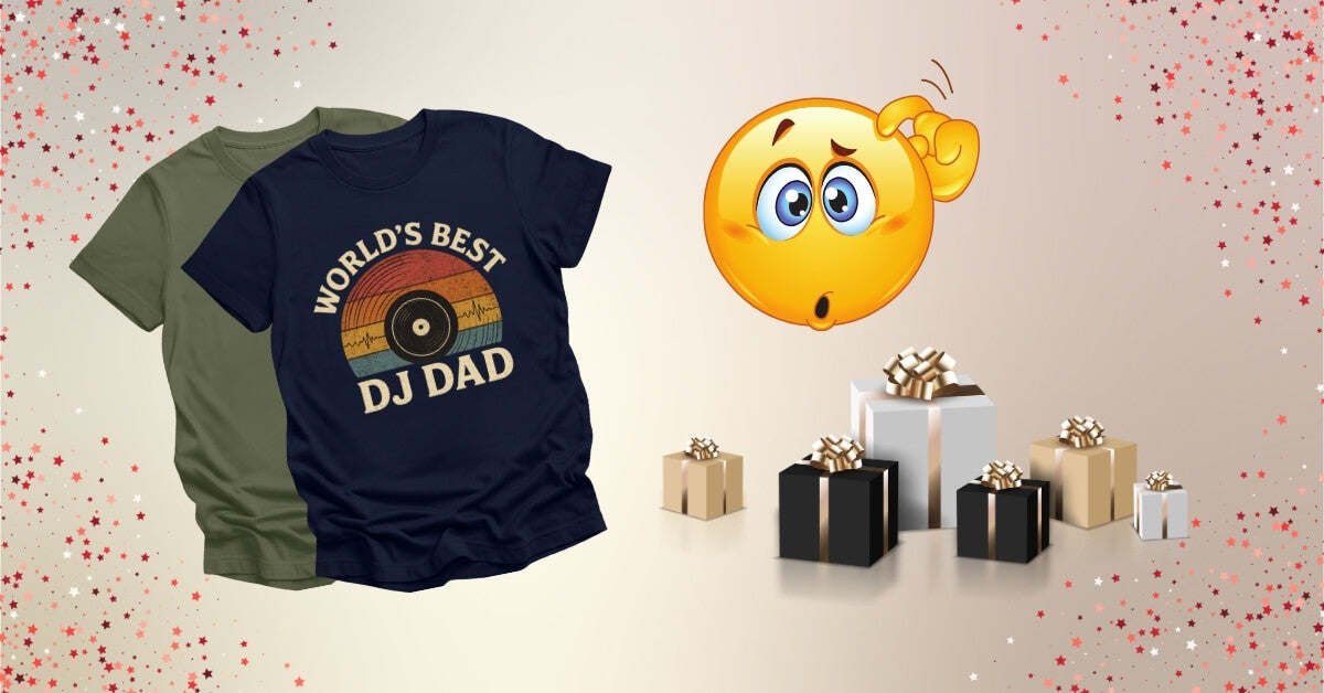 Funny DJ T-Shirts with a stack of presents