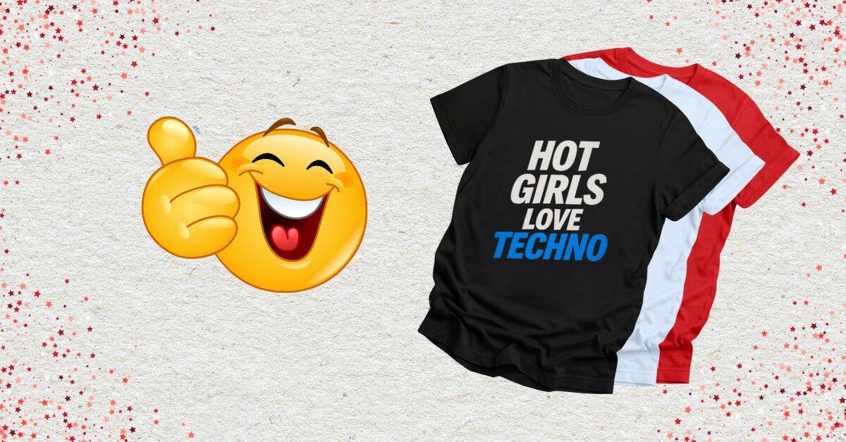 Funny Techno T-Shirts with smiling  emoji