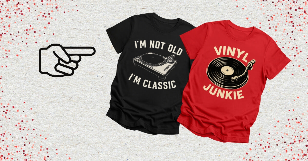 Photo of vinyl DJ T-shirts with Jokes