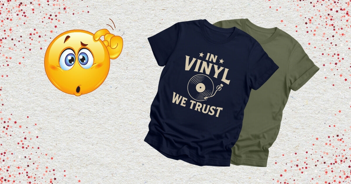 Photo of Turntable Graphic DJ Shirts with a confused emoji