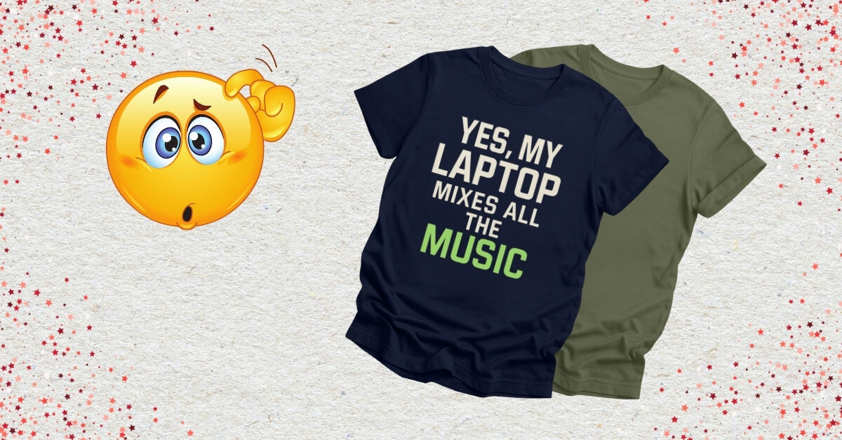 Photo of confused emoji with comedy DJ T-Shirts