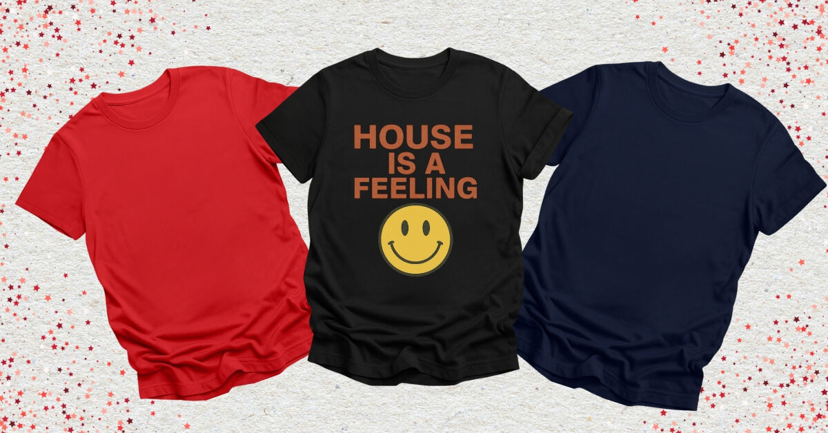Smiley Face Acid House Tees in a fan style