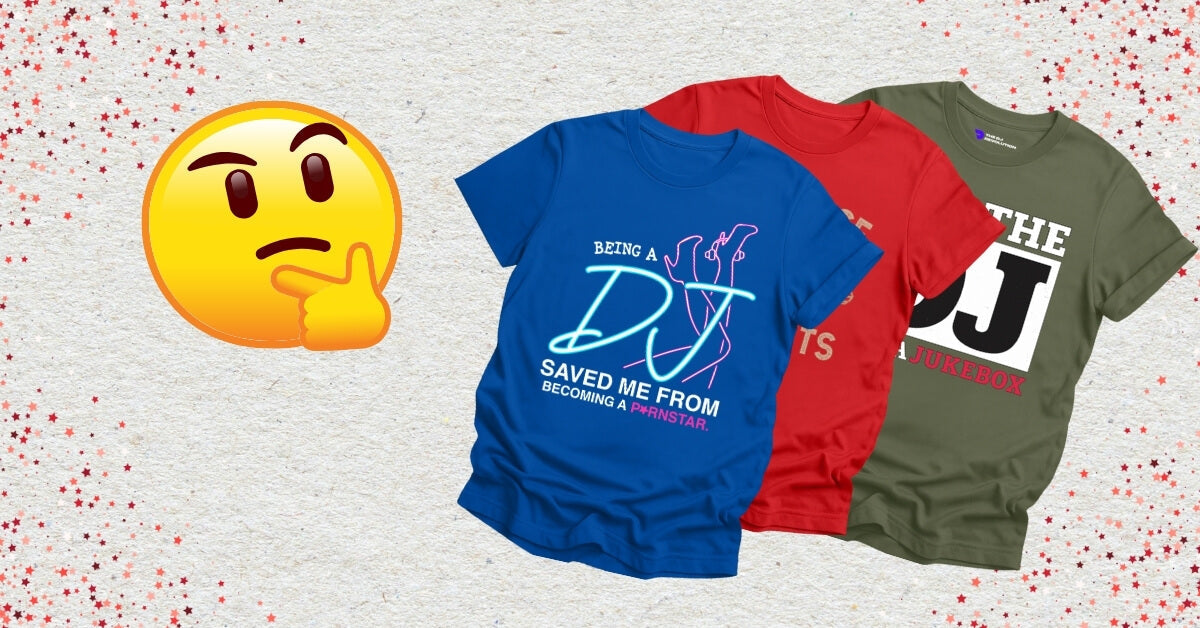 Thinking emoji face looking at Joke DJ T-Shirts