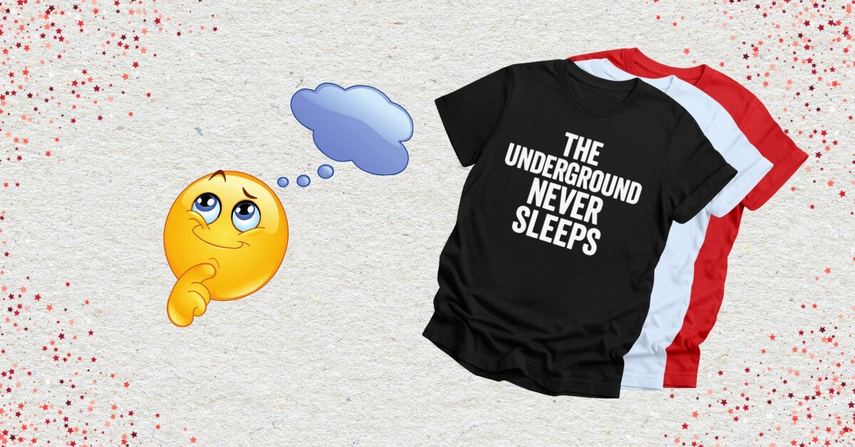 Techno-Themed tees with thinking emoji