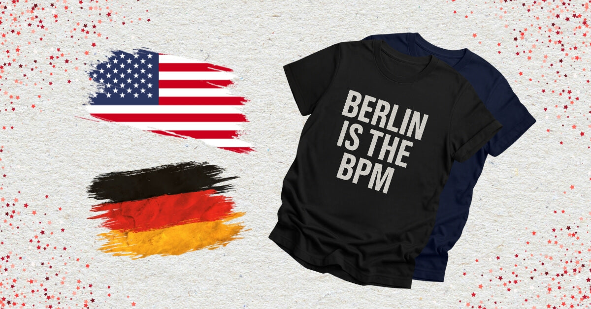 Techno T-Shirts with the US and German flags