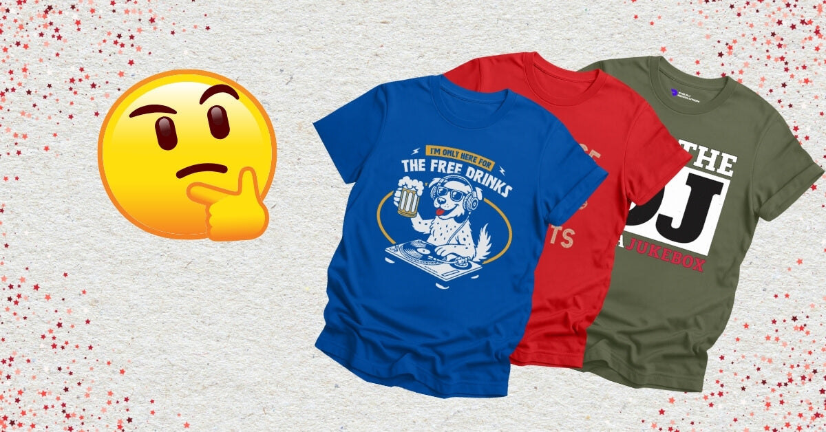 Thinking emoji face looking at Joke DJ T-Shirts