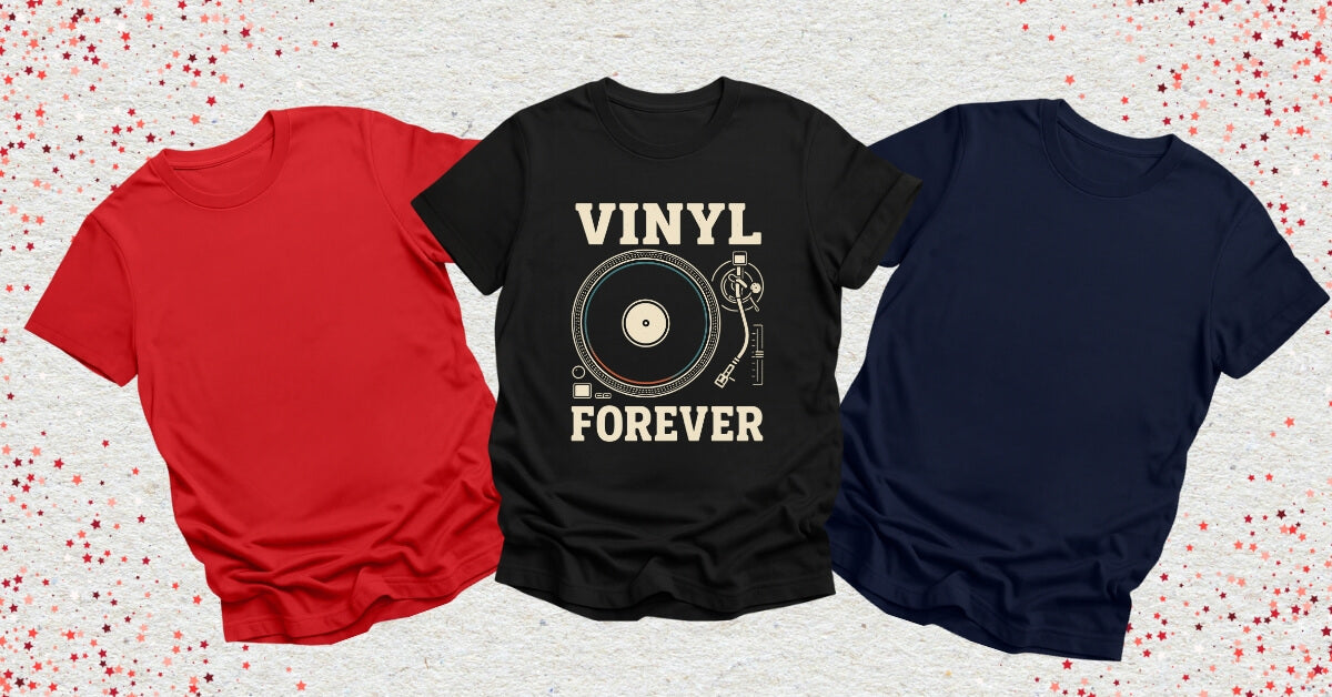 Turntable Graphic Tees in a fan style