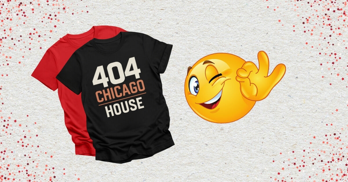 Vintage-Inspired DJ Clothing with a winking emoji