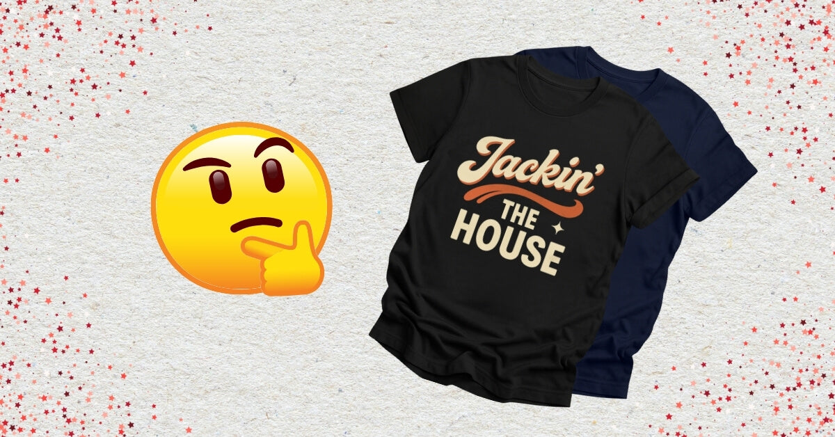 Vintage House Music Tees with a thinking emoji