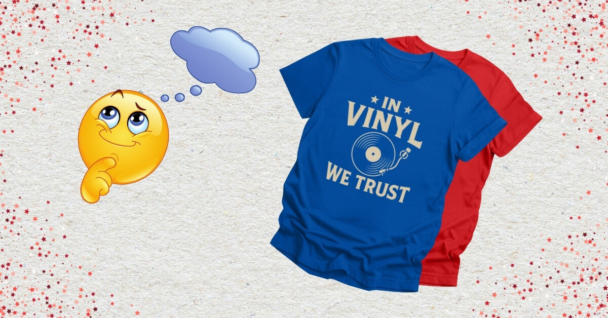 Vinyl-Themed DJ Shirts with thinking emoji