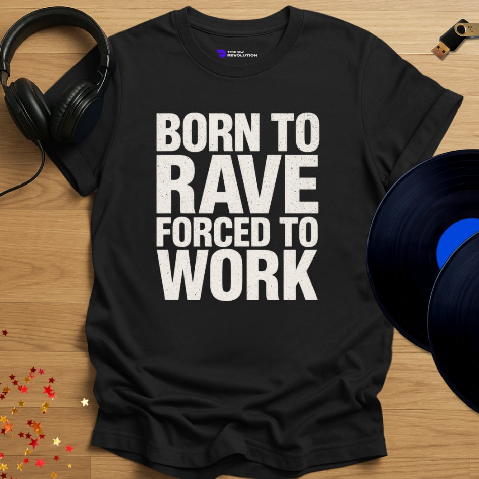 Born To Rave Techno T-shirt in black, front view
