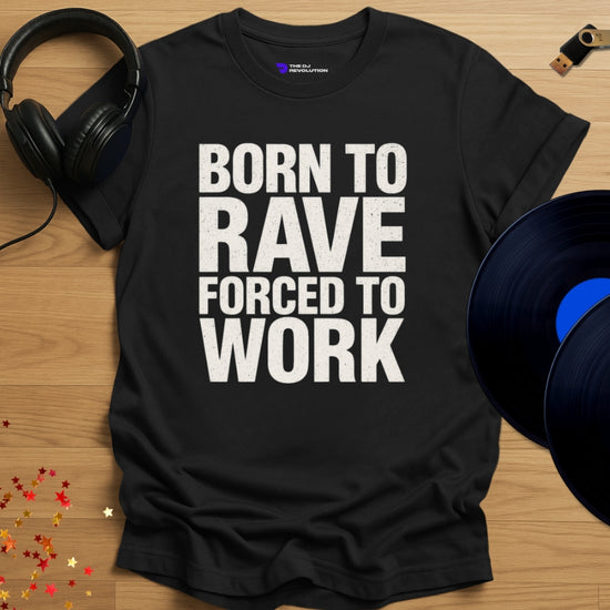 Born To Rave Techno T-shirt in black, front view