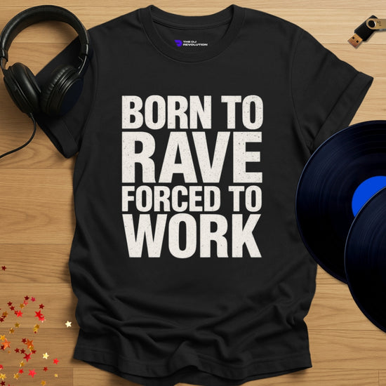 Born To Rave Techno T-shirt in black, front view