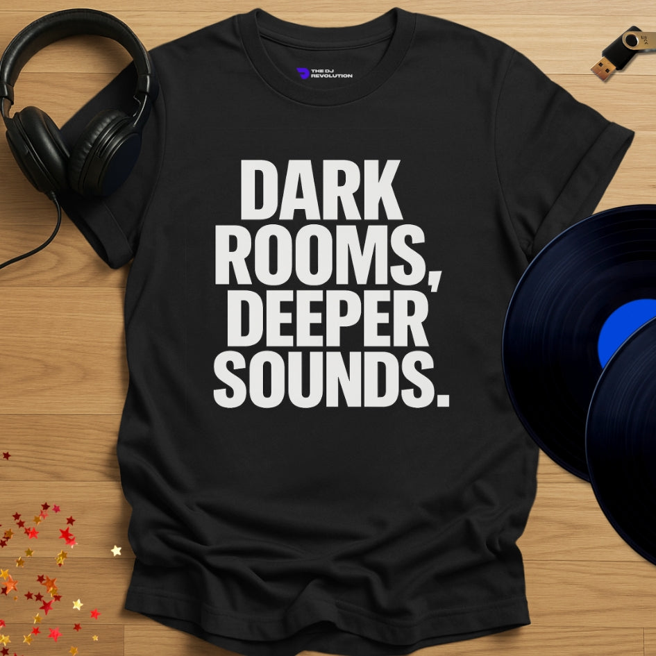Dark Rooms Techno T-shirt in black, front view