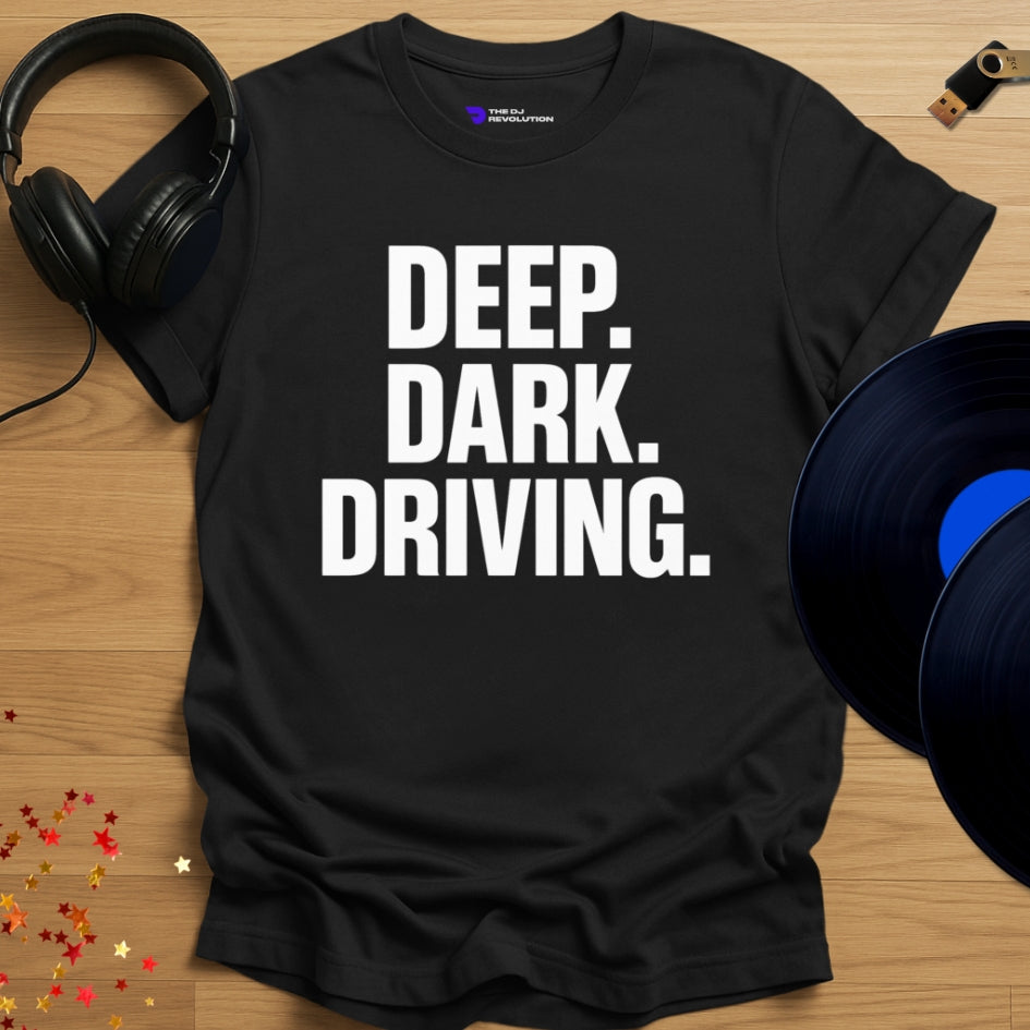 Deep Dark Driving Techno T-shirt in black, front view
