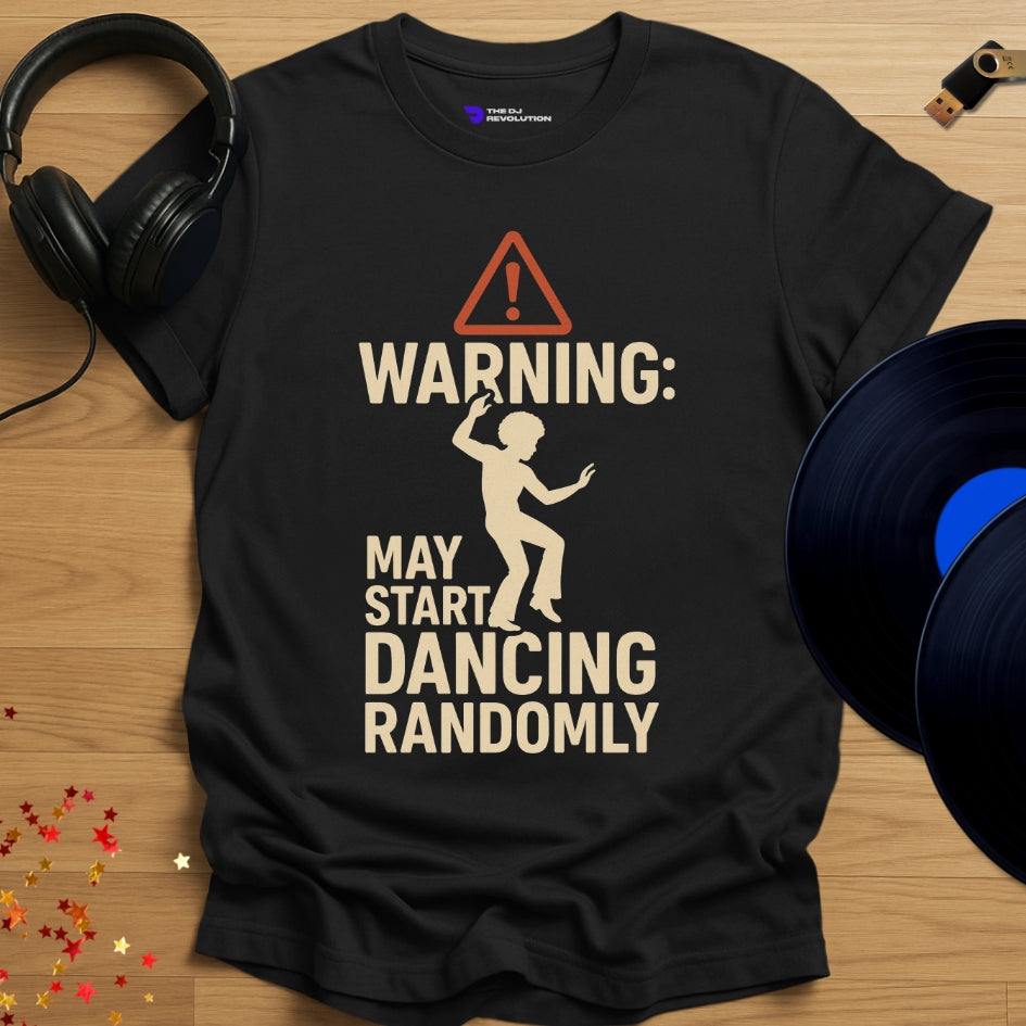 house music T-shirt, Compulsive Dancer design in black, front view