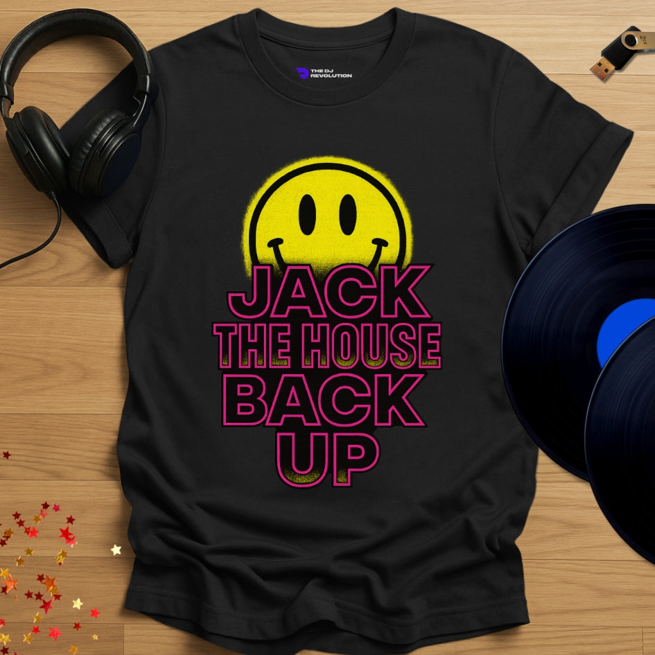 ‘Jack The House’ house music T-shirt in black, front view