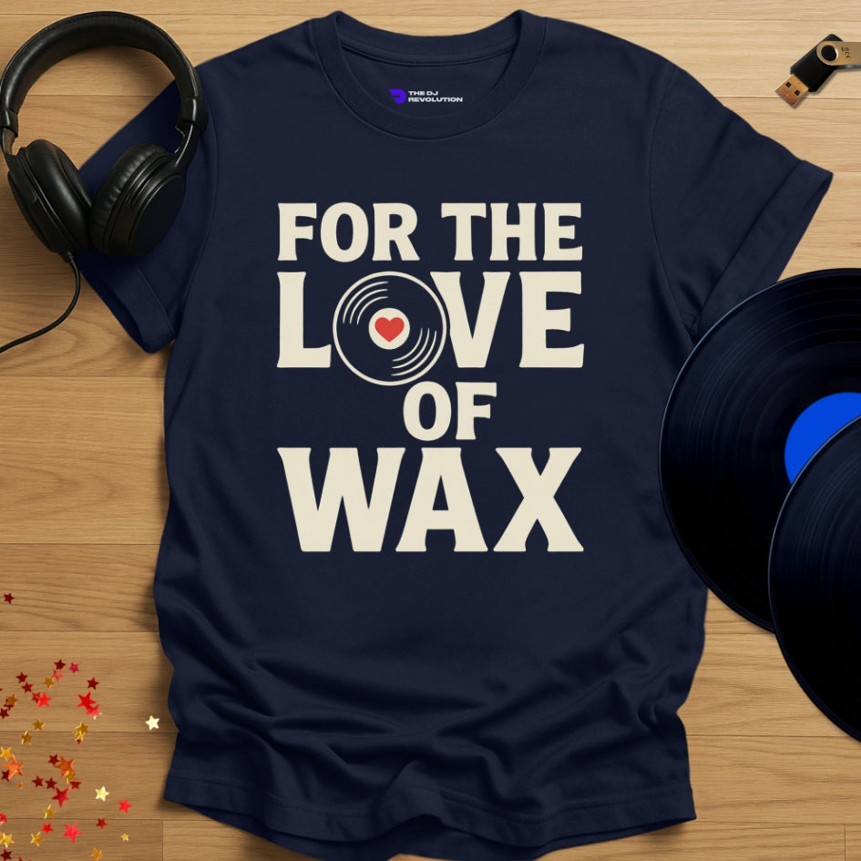 'For The Love of Wax' - Vinyl DJ T-shirt in navy, front view
