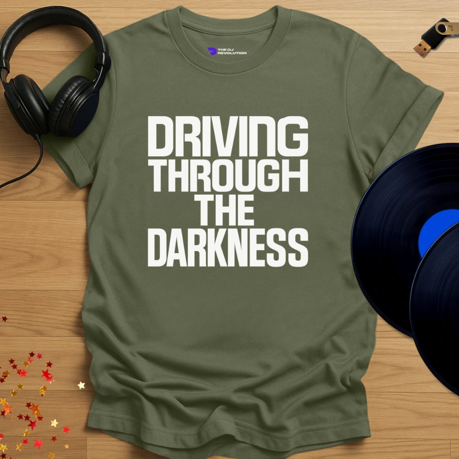 Driving Through the Darkness Techno T-shirt in military green, front view