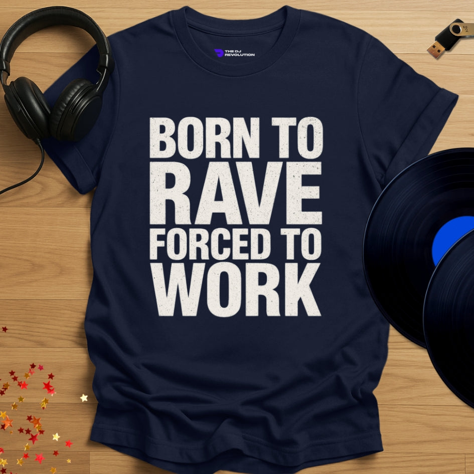 Born To Rave Techno T-shirt in navy, front view