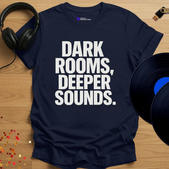 Dark Rooms Techno T-shirt in navy, front view