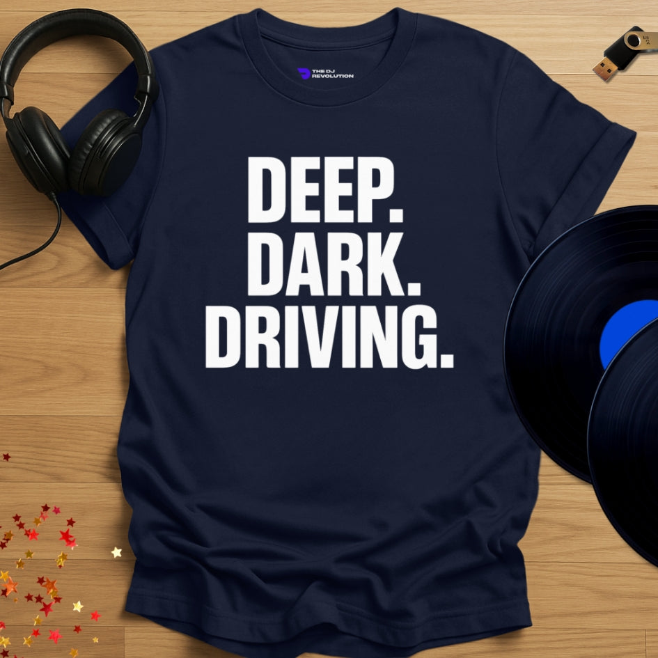 Deep Dark Driving Techno T-shirt in navy, front view