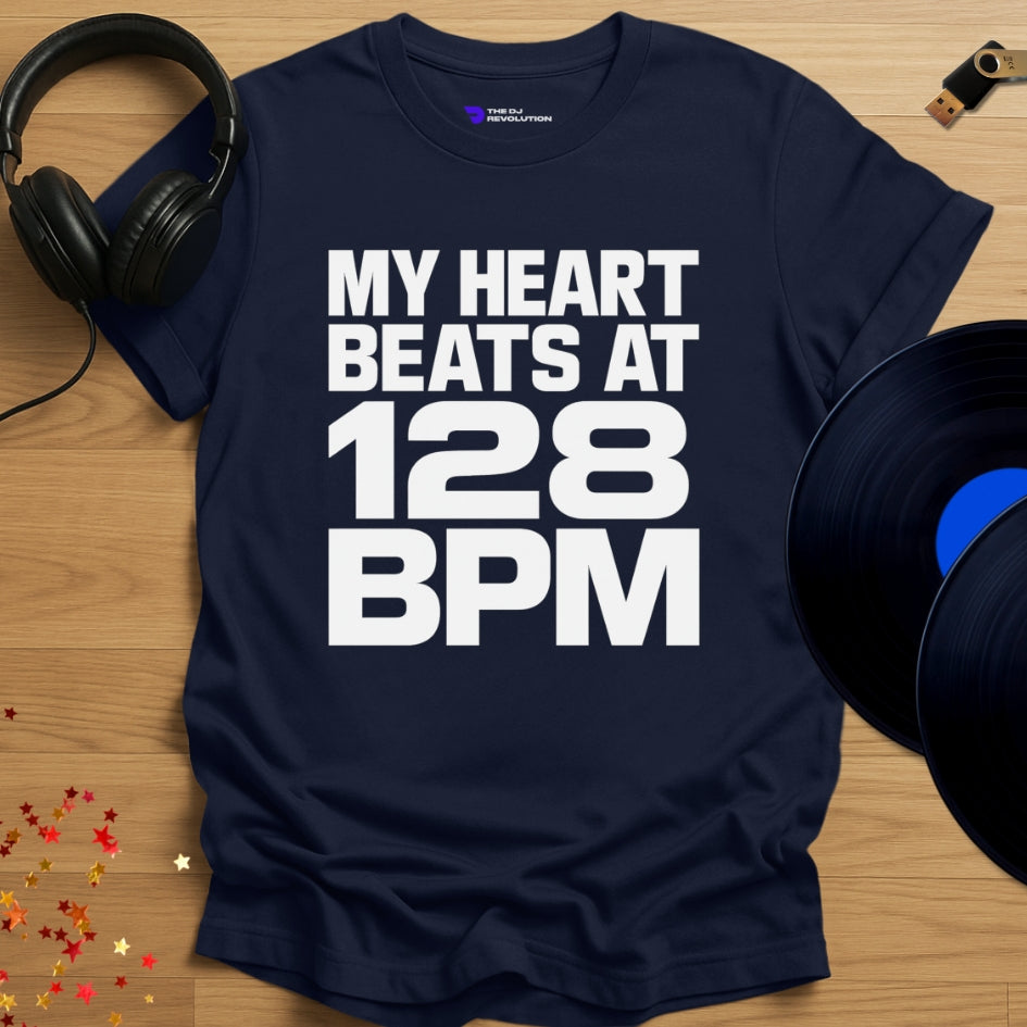 Techno Heartbeat Techno T-shirt in navy, front view