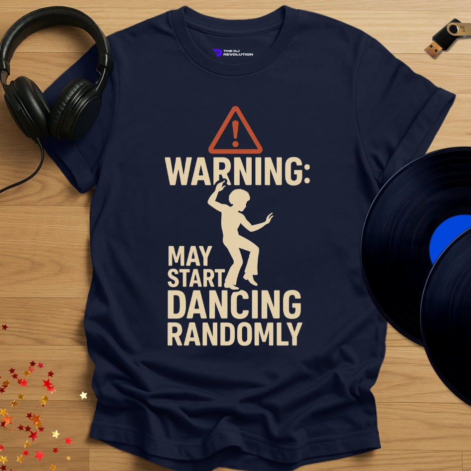 house music T-shirt, Compulsive Dancer design in navy, front view