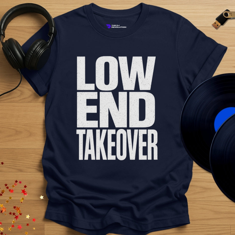 Low End Takeover Techno T-shirt in navy, front view