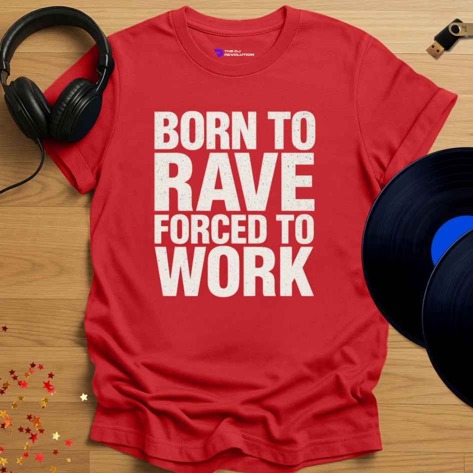 Born To Rave Techno T-shirt in red, front view