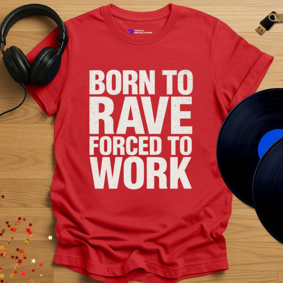 Born To Rave Techno T-shirt in red, front view
