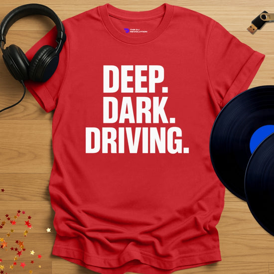 Deep Dark Driving Techno T-shirt in red, front view