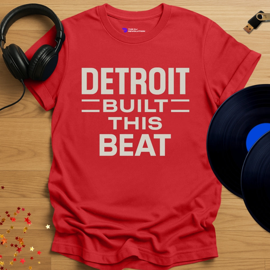 Detroit Built This Beat Techno T-shirt in red, front view