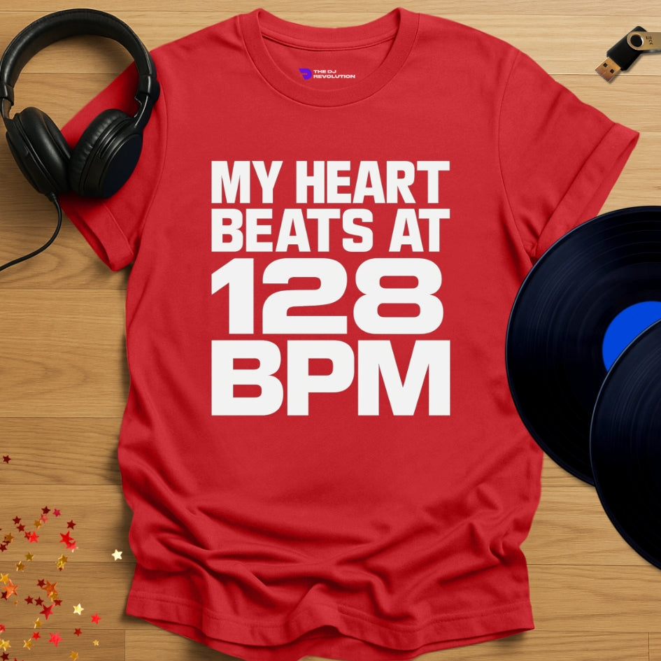 Techno Heartbeat Techno T-shirt in red, front view