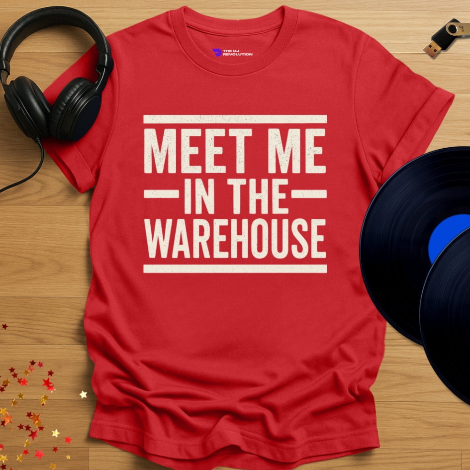 Meet Me In The Warehouse Techno T-shirt in red, front view