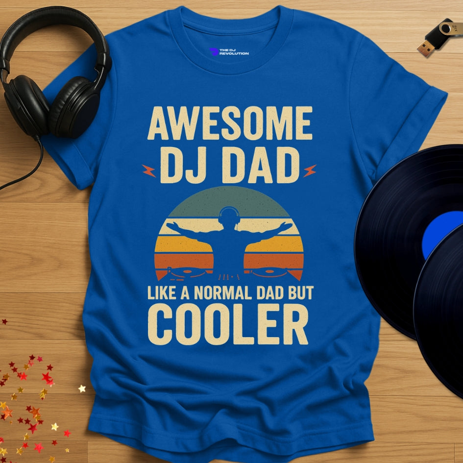 'Awesome DJ Dad' T-shirt in royal blue, front view