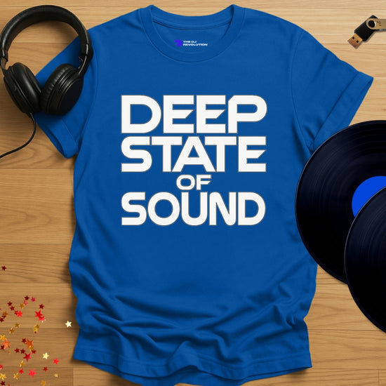 Deep State of Sound Techno T-shirt in royal blue, front view