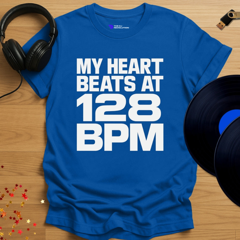 Techno Heartbeat Techno T-shirt in royal blue, front view