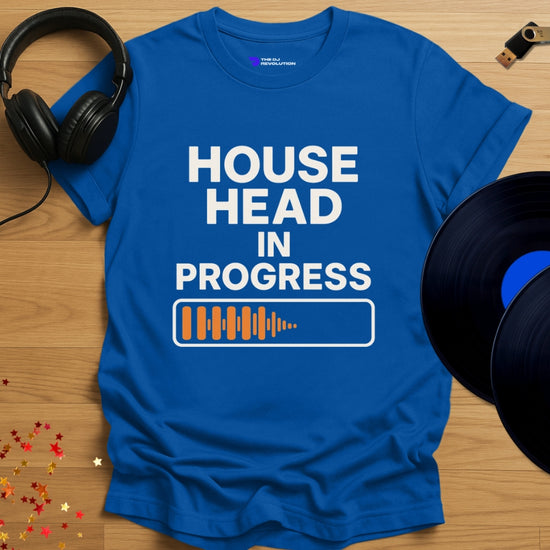 House Head house music T-shirt in royal blue, front view
