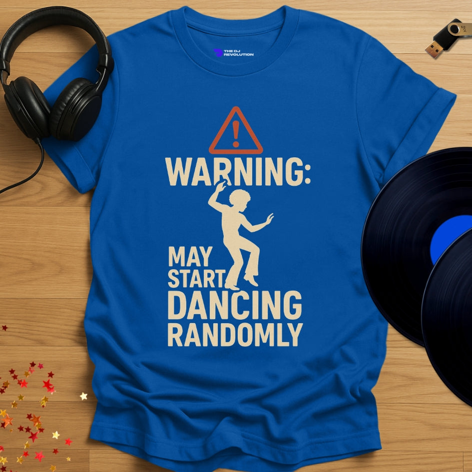 house music T-shirt, Compulsive Dancer design in royal blue, front view