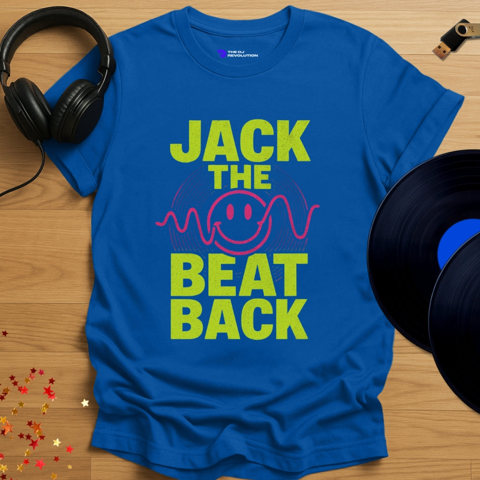 Jack The Beat house music T-shirt in royal blue, front view