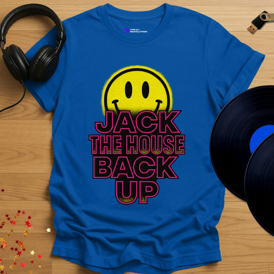 ‘Jack The House’ house music T-shirt in royal blue, front view