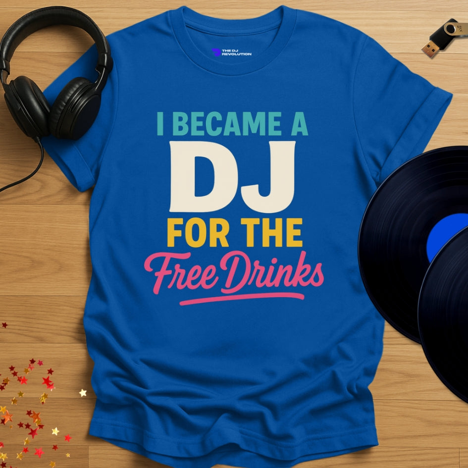 'The Tipsy DJ' - funny DJ joke T-shirt in royal blue, front view