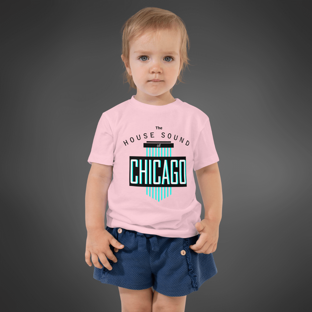 Toddler House Music T-shirt 'House Sound of Chicago' design in pink, front view