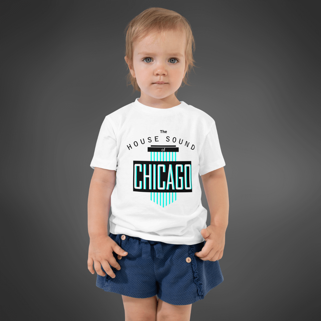 Toddler House Music T-shirt 'House Sound of Chicago' design in white, front view