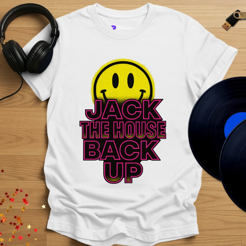 ‘Jack The House’ house music T-shirt in white, front view
