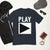 Men's Fitted DJ T-shirt 'Play' design in midnight navy, front view