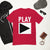 Men's Fitted DJ T-shirt 'Play' design in red, front view